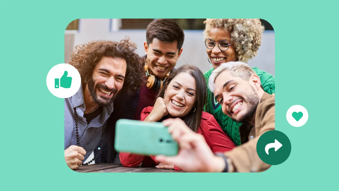 People in online community engaging with their smartphones